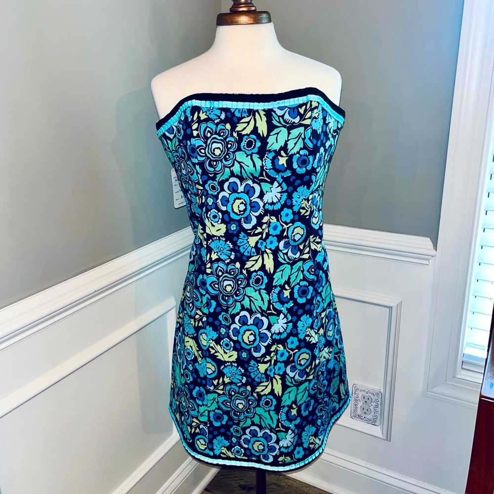 NEW! Preppy Strapless Blue Green Floral Dress Size 4 NWT! Lilypod Boutique